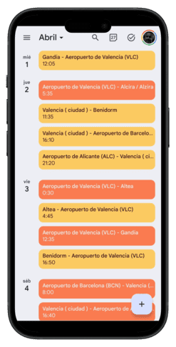 Google Calendar con reservas automáticas de taxi y VTC